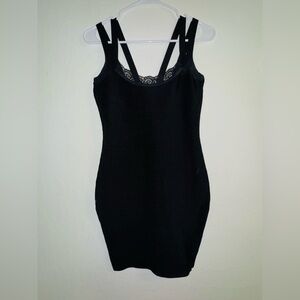 Black Sleeveless Dress with Lace Detail